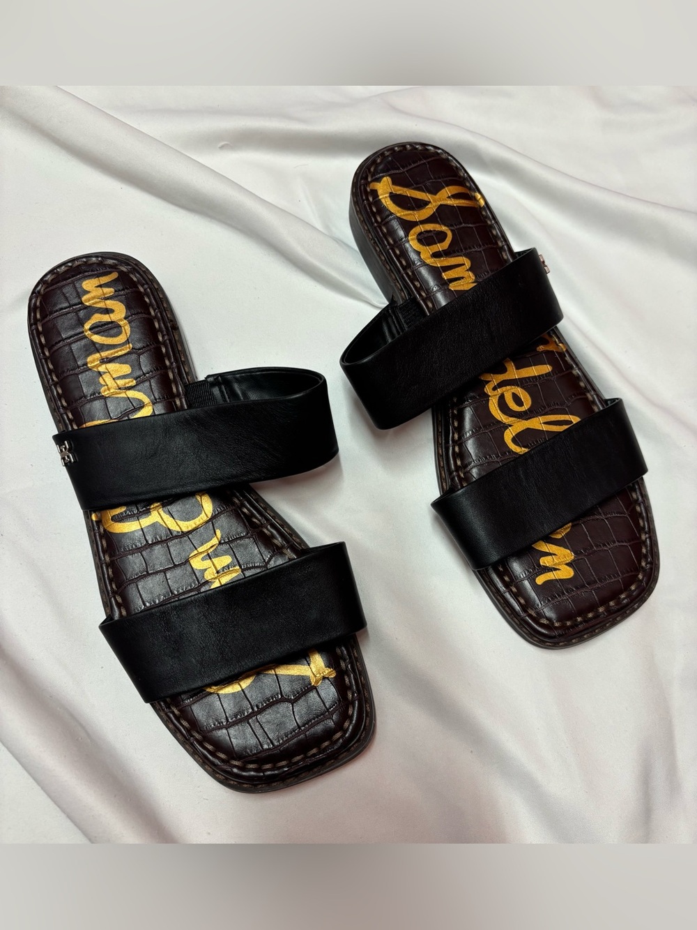 Brand New Sam Edelman Black Double-Strap Slide Sandals